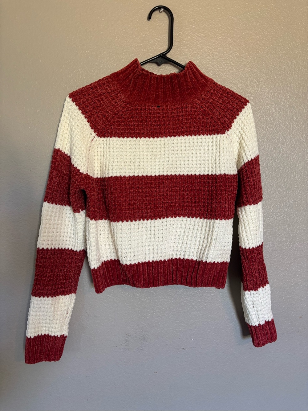 Striped Red & White Knit Sweater - Women - Picture 3 of 3